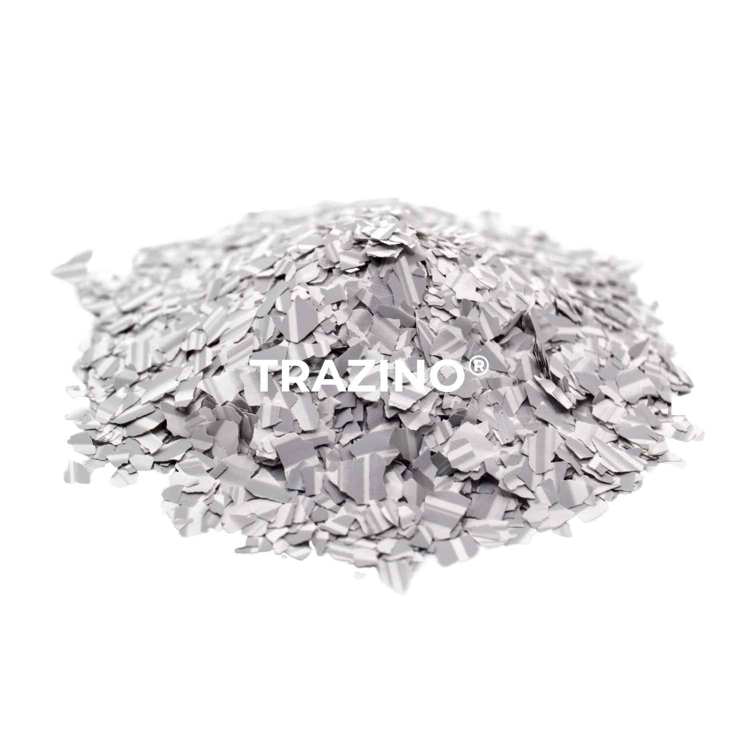 Trazino® Farbchips in zweifarbig Hellgrau zum Einstreuen für Beschichtungen Trazino® Farbchips in zweifarbig Hellgrau zum Einstreuen für Beschichtungen